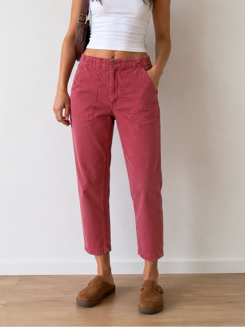 J. Crew Washed Rose Cropped Utility Pants - Picture 1 of 8